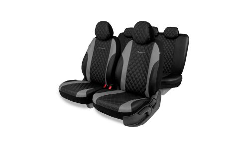Чехлы Autoprofi Excellent, для переднего и заднего ряда, экокожа, черный/темно-серый цвет, 11 предметов, арт. EXL-1103G BK/D.GY