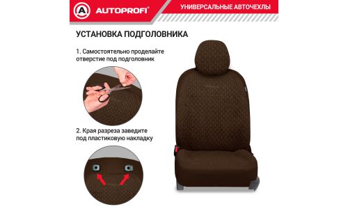 Чехлы Autoprofi Daytona, для переднего и заднего ряда, плотный лен и экокожа, коричневый цвет, 11 предметов, арт. DAY-1105 BR