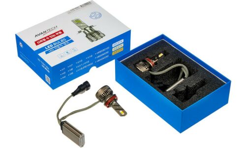 Лампа светодиодная Avantech LED Bulbs H11, H16 (PGJ19-1, PGJ19-3, T11), 12/24В, 45Вт, 3000К, комплект 2 шт, CANbus, арт. ALB1145SY