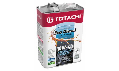 Масло моторное Totachi Eco Diesel Advanced 10w40, полусинтетическое, API CK-4/SN, ACEA E9, универсальное, 6л, арт. E1306