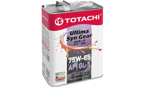 Масло трансмиссионное Totachi Ultima Syn Gear 75w85, синтетическое, API GL-5, для МКПП, дифференциалов и раздаточных коробок, 4л, арт. G3204