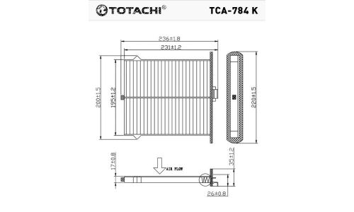 Фильтр салонный Totachi AC-407E/AC-407EX, угольный, арт. TCA-784K