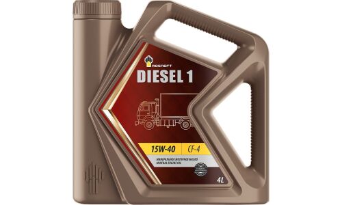 Масло моторное Роснефть Diesel 1 15w40, минеральное, API CF-4/SJ, для дизельного двигателя, 4л, арт. 8369