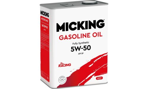 Масло моторное Micking Gasoline Oil MG1 5w50, синтетическое, API SP, для бензинового двигателя, 4л, арт. M2139