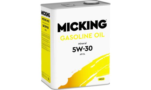 Масло моторное Micking Gasoline Oil MG3 5w30, минеральное, API SL, ILSAC GF-3, для бензинового двигателя, 4л, арт. M2162