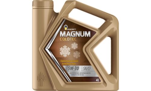 Масло моторное Роснефть Magnum Coldtec 5w30, синтетическое, API SN/CF, ILSAC GF-5, универсальное, 4л, арт. 9102