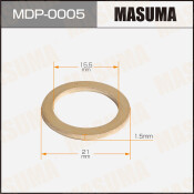 Кольцо уплотнительное топливной форсунки Masuma, латунь, 15.5х21х1.5мм, арт. MDP-0005