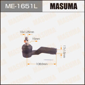 Наконечник рулевой тяги Masuma, левый, арт. ME-1651L