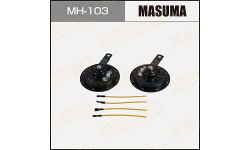 Сигнал звуковой Masuma, дисковый, 12В, частота 350/420Гц, громкость 118дБ, Ø123мм, комплект 2 шт, арт. MH-103
