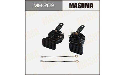 Сигнал звуковой Masuma, рупорный, 12В, частота 410/510Гц, громкость 118дБ, Ø88мм, комплект 2 шт, арт. MH-202