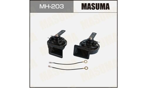 Сигнал звуковой Masuma, рупорный, 12В, частота 410/510Гц, громкость 118дБ, Ø95мм, комплект 2 шт, арт. MH-203