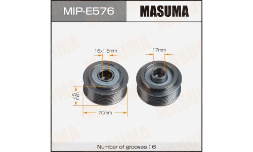 Шкив генератора MASUMA, AUDI / AUK, BKH, CGWD, BDX, CCDA, CCEA, BYU, BDW, CHVA, CVPA, CGXB, CTUA