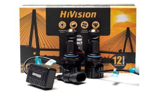 Лампа светодиодная HiVision LED L1 Mini HB4(9006) (P22d, T12), 12/24В, 34Вт (соответствует 50Вт), 6000К, комплект 2 шт, арт. Л0503