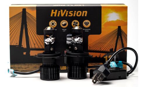Лампа светодиодная HiVision LED L1 Mini H4 (P43t, T16), 12/24В, 34/34Вт (соответствует 60/50Вт), 6000К, комплект 2 шт, арт. Л0499
