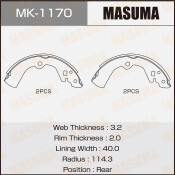 Колодки тормозные барабанные Masuma, комплект на ось (4 шт), арт. MK-1170
