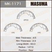 Колодки тормозные барабанные Masuma, комплект на ось (4 шт), арт. MK-1171