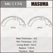 Колодки тормозные барабанные Masuma, комплект на ось (4 шт), арт. MK-1174