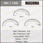 Колодки тормозные барабанные Masuma, комплект на ось (4 шт), арт. MK-1189