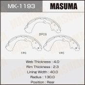 Колодки тормозные барабанные Masuma, комплект на ось (4 шт), арт. MK-1193