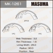 Колодки тормозные барабанные Masuma, комплект на ось (4 шт), арт. MK-1261