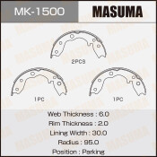 Колодки тормозные барабанные Masuma стояночного тормоза, комплект на ось (4 шт), арт. MK-1500