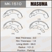 Колодки тормозные барабанные Masuma, комплект на ось (4 шт), арт. MK-1510