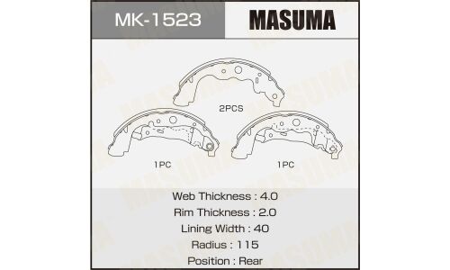 Колодки тормозные барабанные Masuma, для Renault Duster, комплект на ось (4 шт), арт. MK-1523
