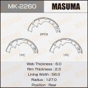Колодки тормозные барабанные Masuma, комплект на ось (4 шт), арт. MK-2260