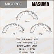 Колодки тормозные барабанные Masuma, комплект на ось (4 шт), арт. MK-2280