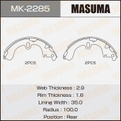 Колодки тормозные барабанные Masuma, комплект на ось (4 шт), арт. MK-2285