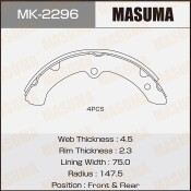 Колодки тормозные барабанные Masuma, комплект на ось (4 шт), арт. MK-2296