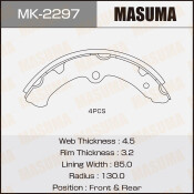 Колодки тормозные барабанные Masuma, комплект на ось (4 шт), арт. MK-2297