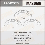 Колодки тормозные барабанные Masuma, комплект на ось (4 шт), арт. MK-2305 Колодки тормозные барабанные Masuma, комплект на ось (4 шт), арт. MK-2305
