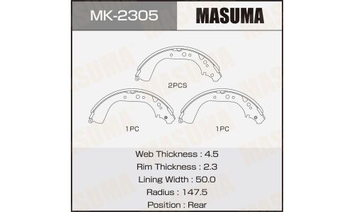 Колодки тормозные барабанные Masuma, комплект на ось (4 шт), арт. MK-2305