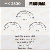 Колодки тормозные барабанные Masuma, комплект на ось (4 шт), арт. MK-2330