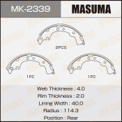 Колодки тормозные барабанные Masuma, комплект на ось (4 шт), арт. MK-2339