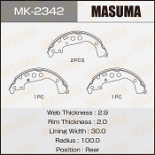 Колодки тормозные барабанные Masuma, комплект на ось (4 шт), арт. MK-2342