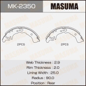 Колодки тормозные барабанные Masuma, комплект на ось (4 шт), арт. MK-2350