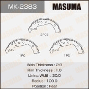 Колодки тормозные барабанные Masuma, комплект на ось (4 шт), арт. MK-2383