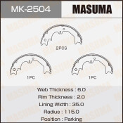 Колодки тормозные барабанные Masuma стояночного тормоза, комплект на ось (4 шт), арт. MK-2504