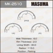 Колодки тормозные барабанные Masuma стояночного тормоза, комплект на ось (4 шт), арт. MK-2510