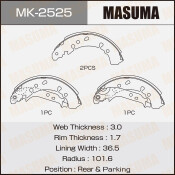Колодки тормозные барабанные Masuma, комплект на ось (4 шт), арт. MK-2525