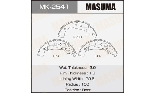 Колодки барабанные MASUMA TOYOTA VITZ / KSP130 (1/20)