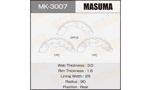 Колодки тормозные барабанные Masuma