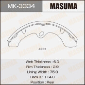 Колодки тормозные барабанные Masuma, комплект на ось (4 шт), арт. MK-3334