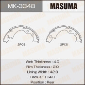 Колодки тормозные барабанные Masuma, комплект на ось (4 шт), арт. MK-3348