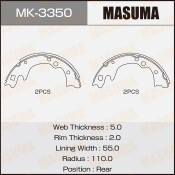 Колодки тормозные барабанные Masuma, комплект на ось (4 шт), арт. MK-3350