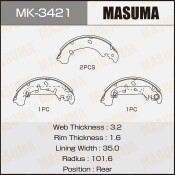 Колодки тормозные барабанные Masuma, комплект на ось (4 шт), арт. MK-3421