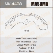 Колодки тормозные барабанные Masuma, комплект на ось (4 шт), арт. MK-4428