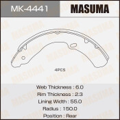 Колодки тормозные барабанные Masuma, комплект на ось (4 шт), арт. MK-4441